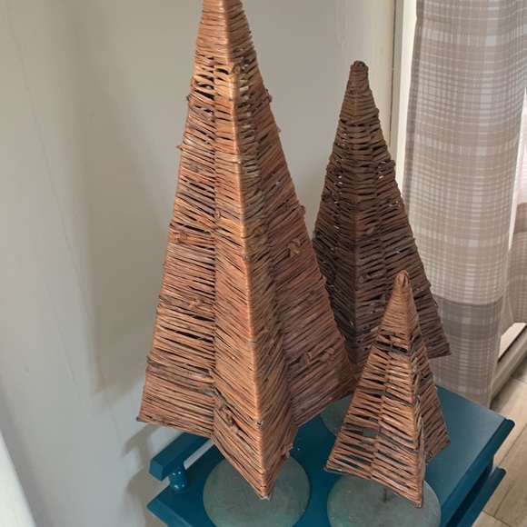 Wicker tree bundle qty 3 vintage unique euc woodland theme decor - Picture 3 of 8